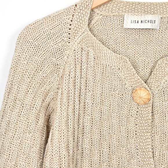 Lisa Nichols Vintage Cream Basket Weave Knit Cardigan Sweater XL - Picture 2 of 8